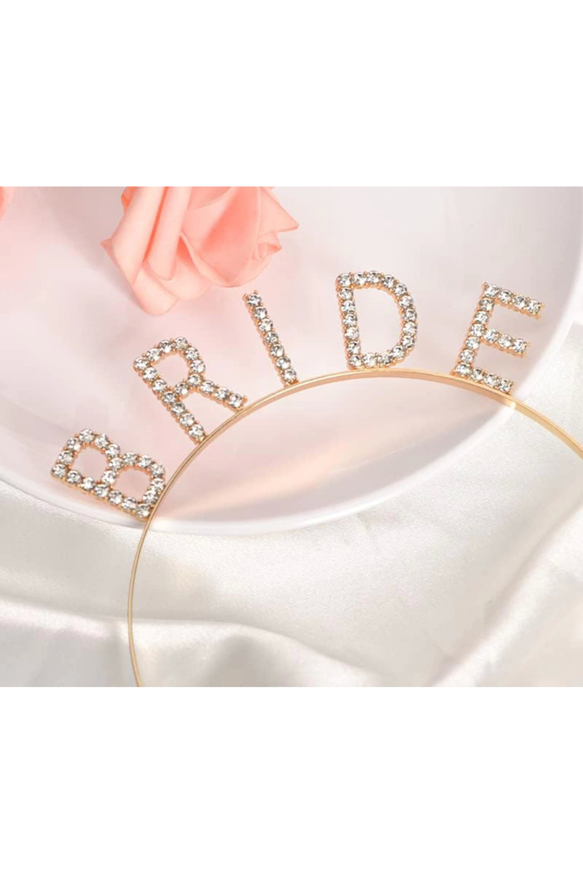 Lisinya Altın Gold Renk Bekarlığa Veda Kristal Taş Bride Tacı İthal 16X10