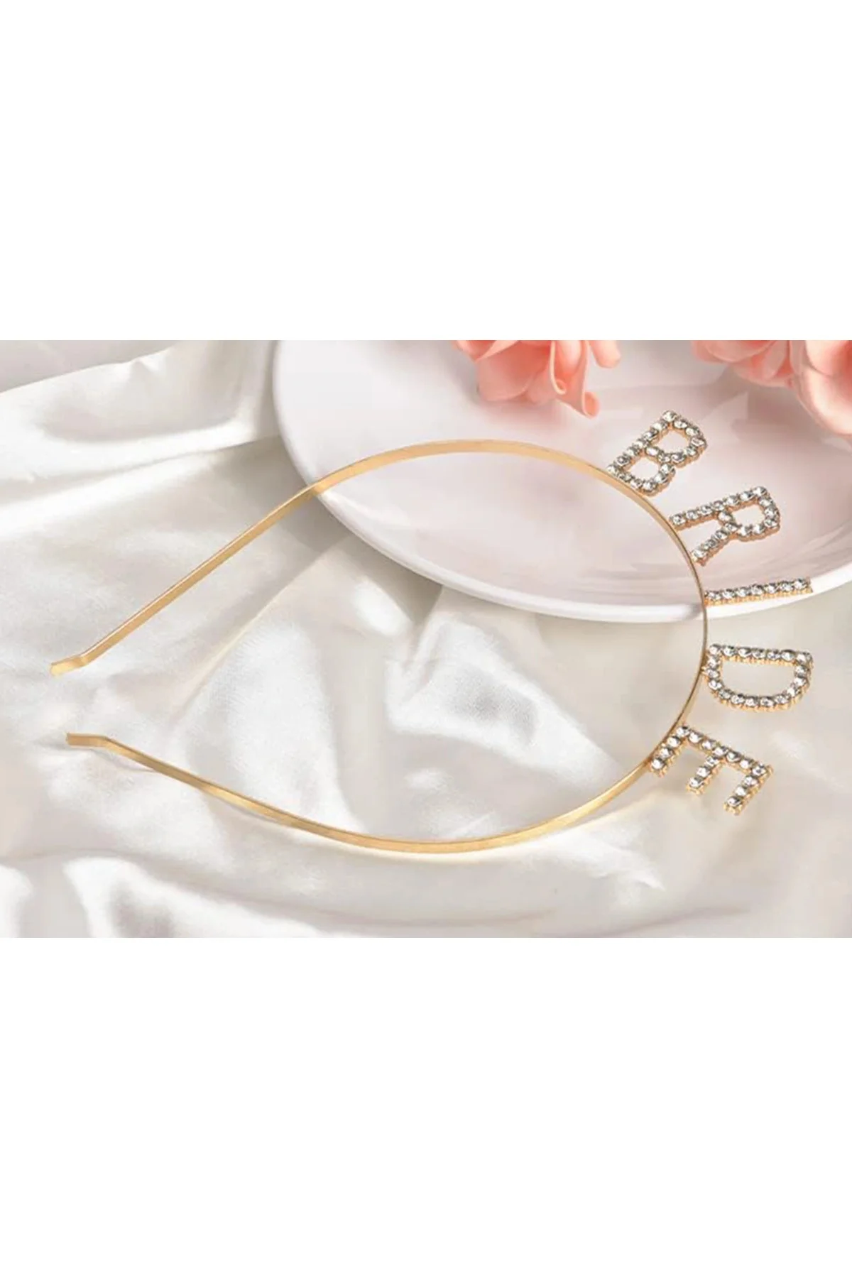Altın Gold Renk Bekarlığa Veda Kristal Taş Bride Tacı İthal 16X10 Cm - Görsel 4