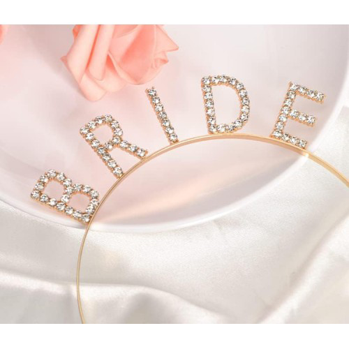 Altın Gold Renk Bekarlığa Veda Kristal Taş Bride Tacı İthal 16x10