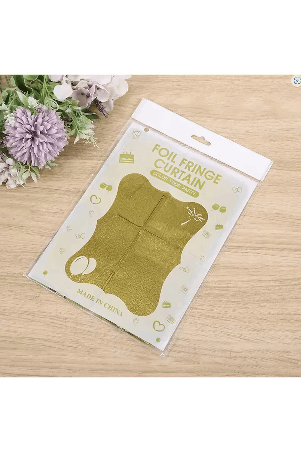 Altın Gold Renk Dikdörtgen Kesim Parlak Sim Görünümlü Fon Perde D