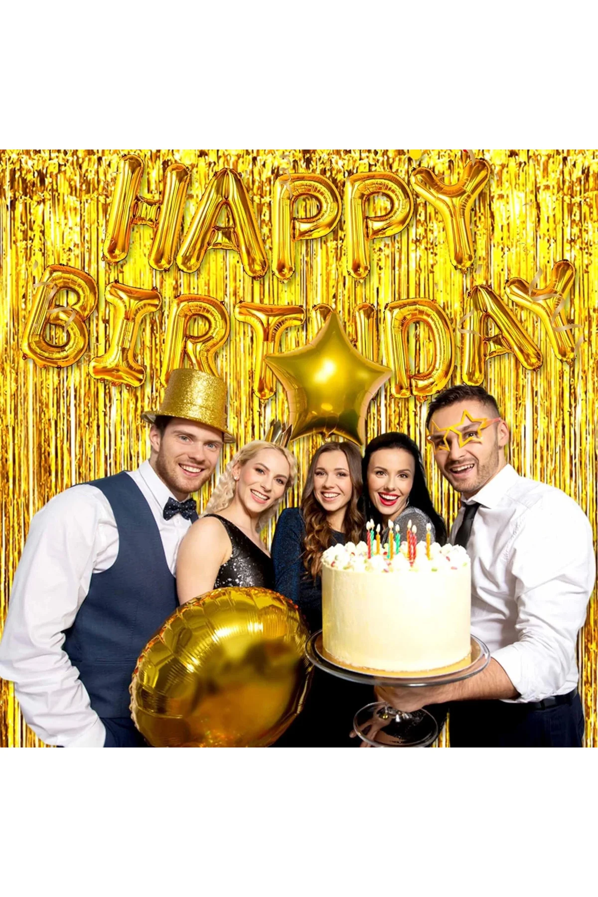 Altın Gold Renk Ekstra Metalize Parlak Saçaklı Arka Fon Perde İth