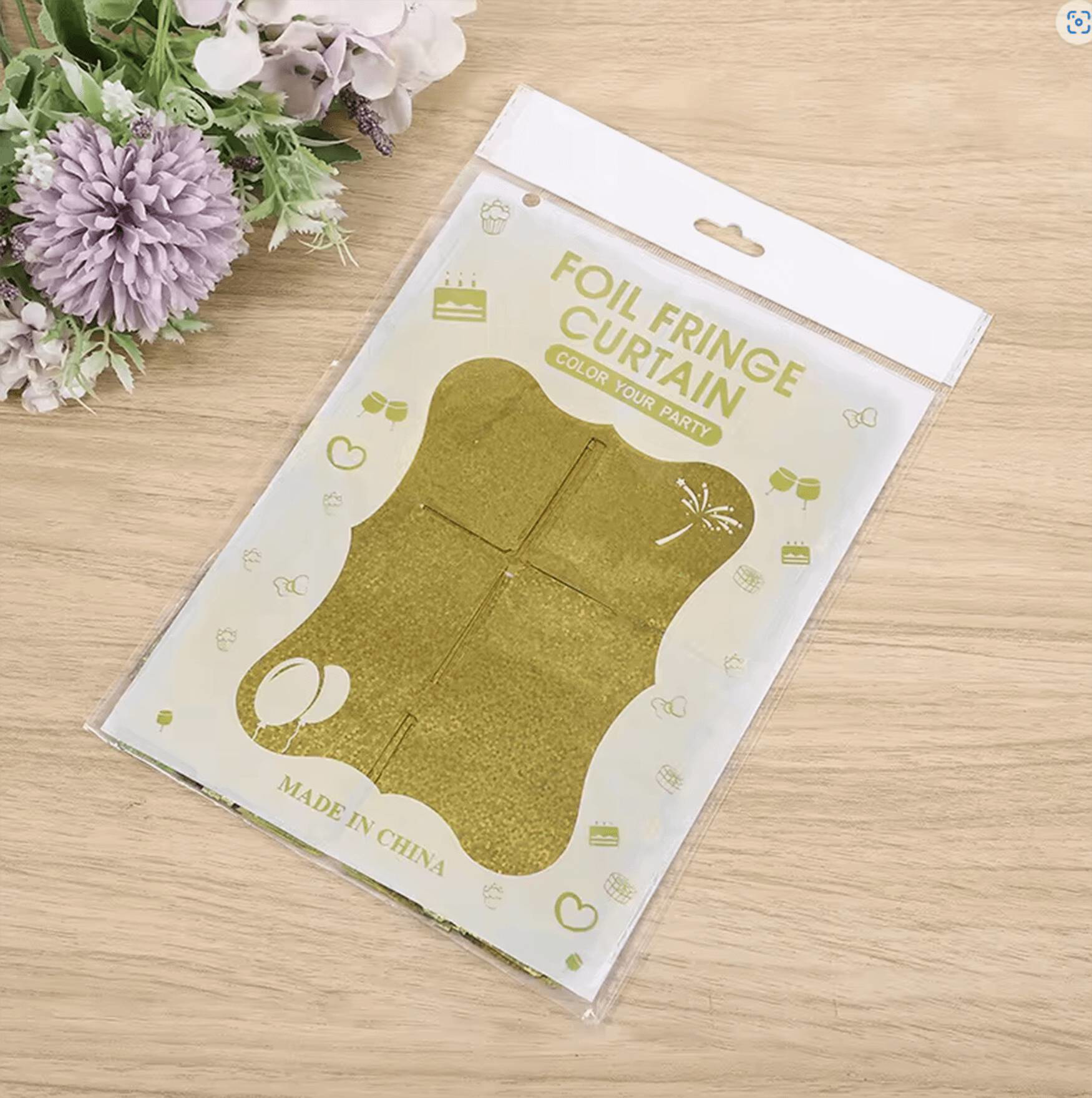 Altın Gold Renk Dikdörtgen Kesim Parlak Sim Görünümlü Fon Perde D