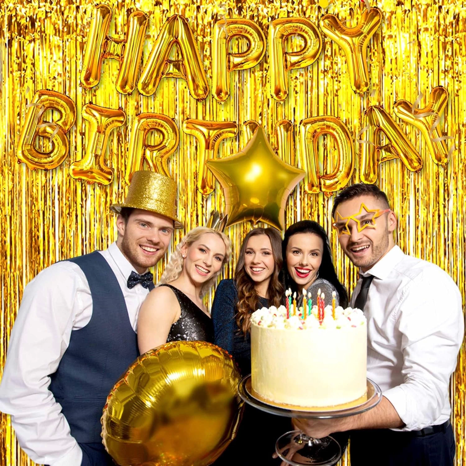 Altın Gold Renk Ekstra Metalize Parlak Saçaklı Arka Fon Perde İth