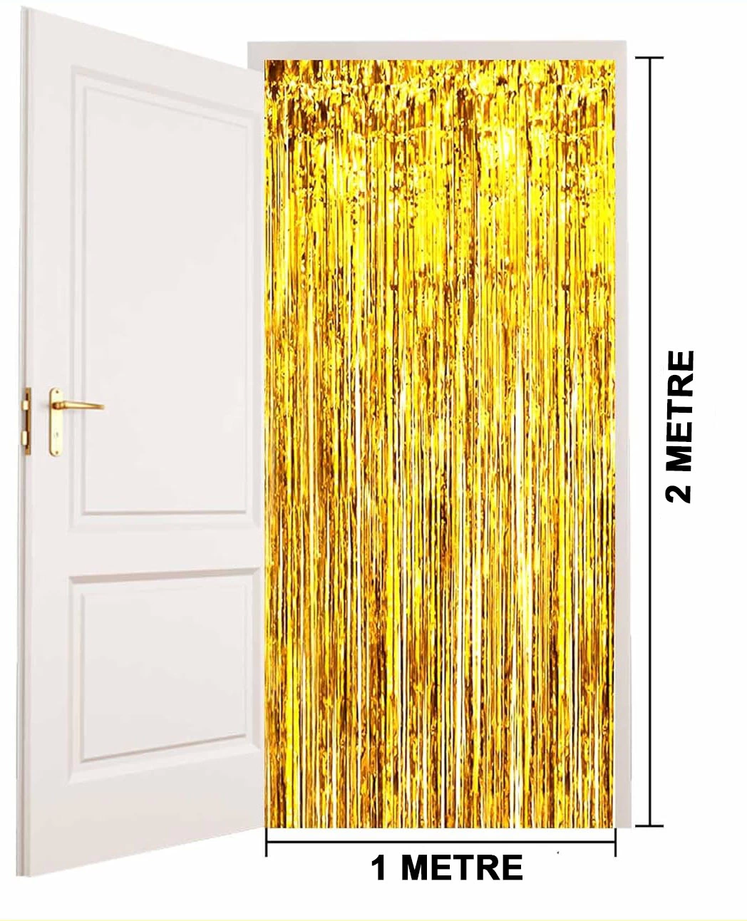 Altın Gold Renk Ekstra Metalize Parlak Saçaklı Arka Fon Perde İth