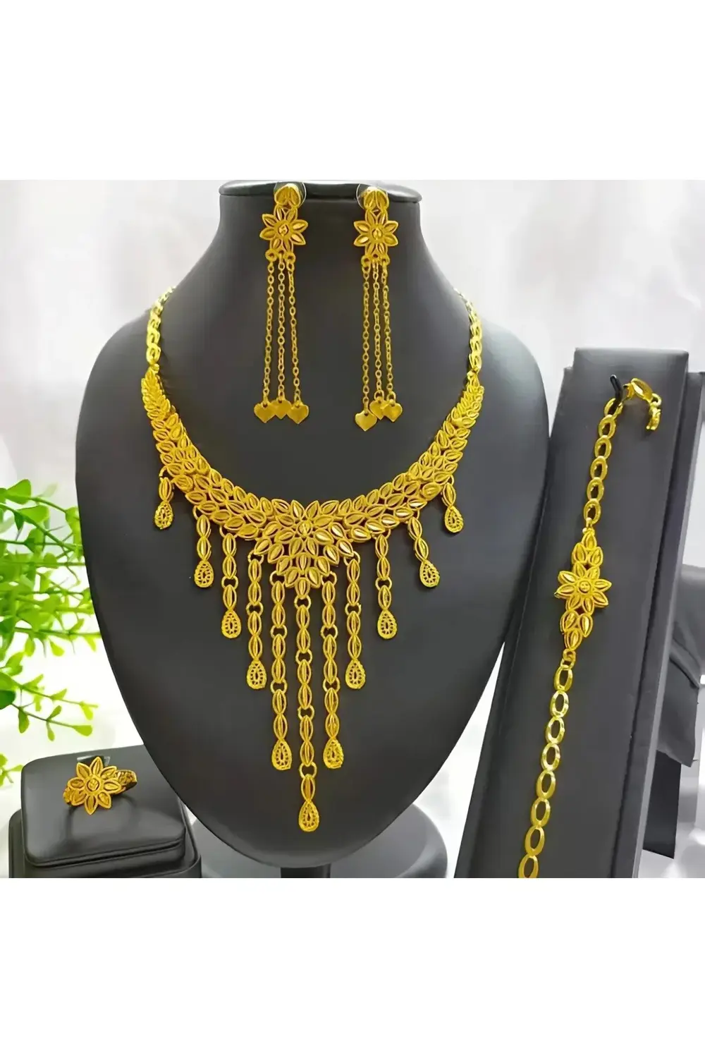 Altın Kaplama 4 parça Şık Kadınlar için Buğday Yaprağı Püskül Kol Altın Kaplama 4 parça Şık Kadınlar için Buğday Yaprağı Püskül Kol