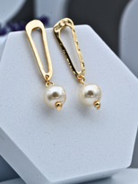 Tükkan Accessories Altin Kaplama Asimetrik Şekil İnci Küpe-İnkü17