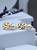 Tükkan Accessories Altin Kaplama Ufak Yuvarlak Plaka İnci Küpe-İnkü22