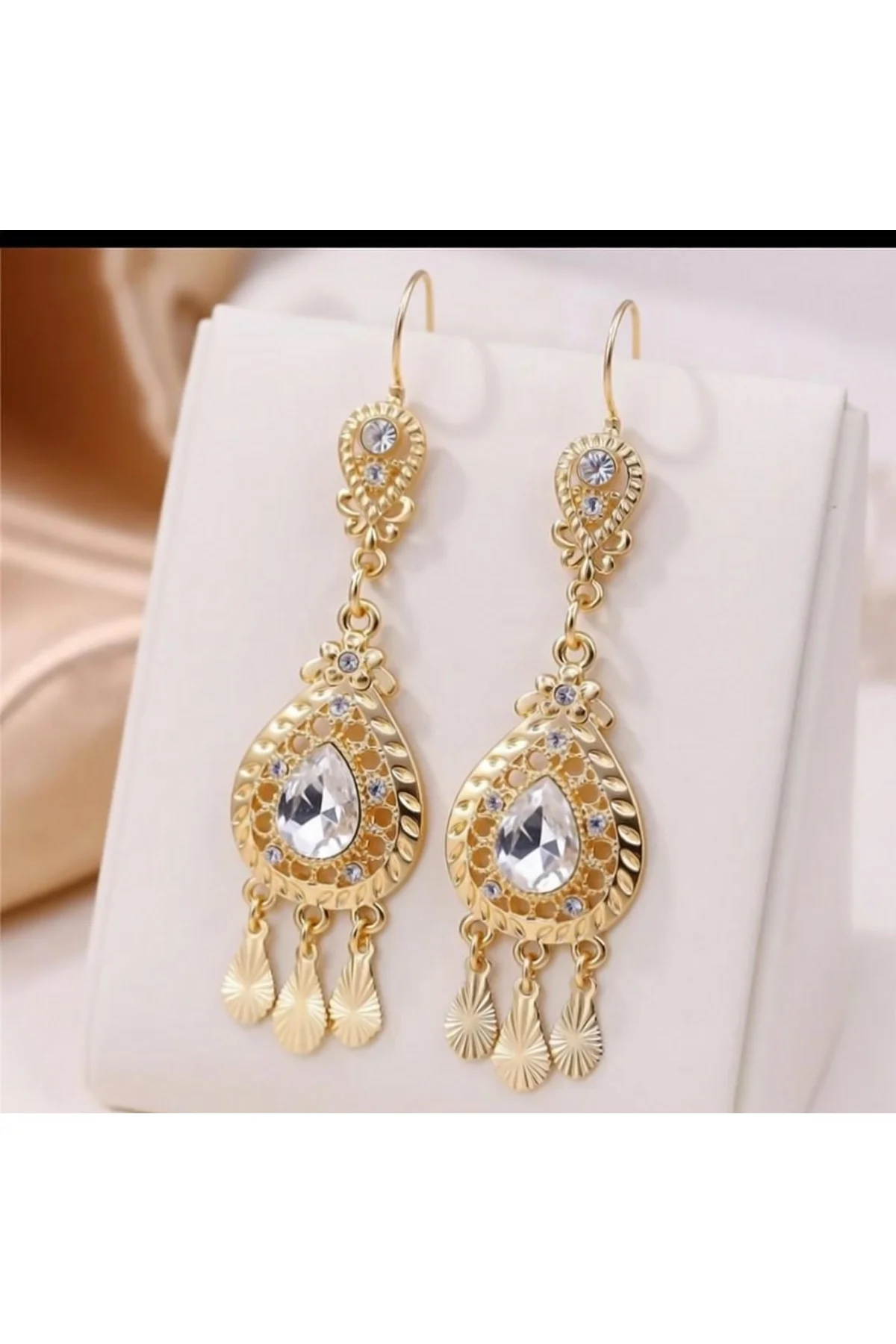 Altın kaplamalı 1 Çift Kadın Moda Şık Küpeler