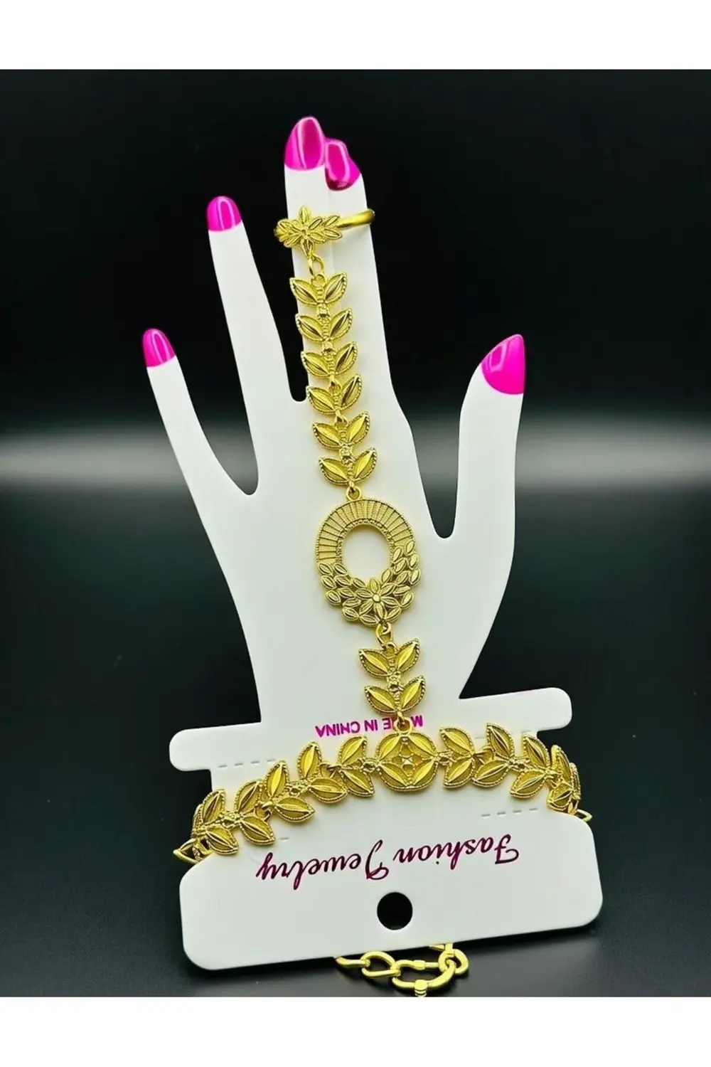 Altın Kaplamalı Zarif Orta Doğu Lüks Çiçek ve Yaprak Bileklik Şah