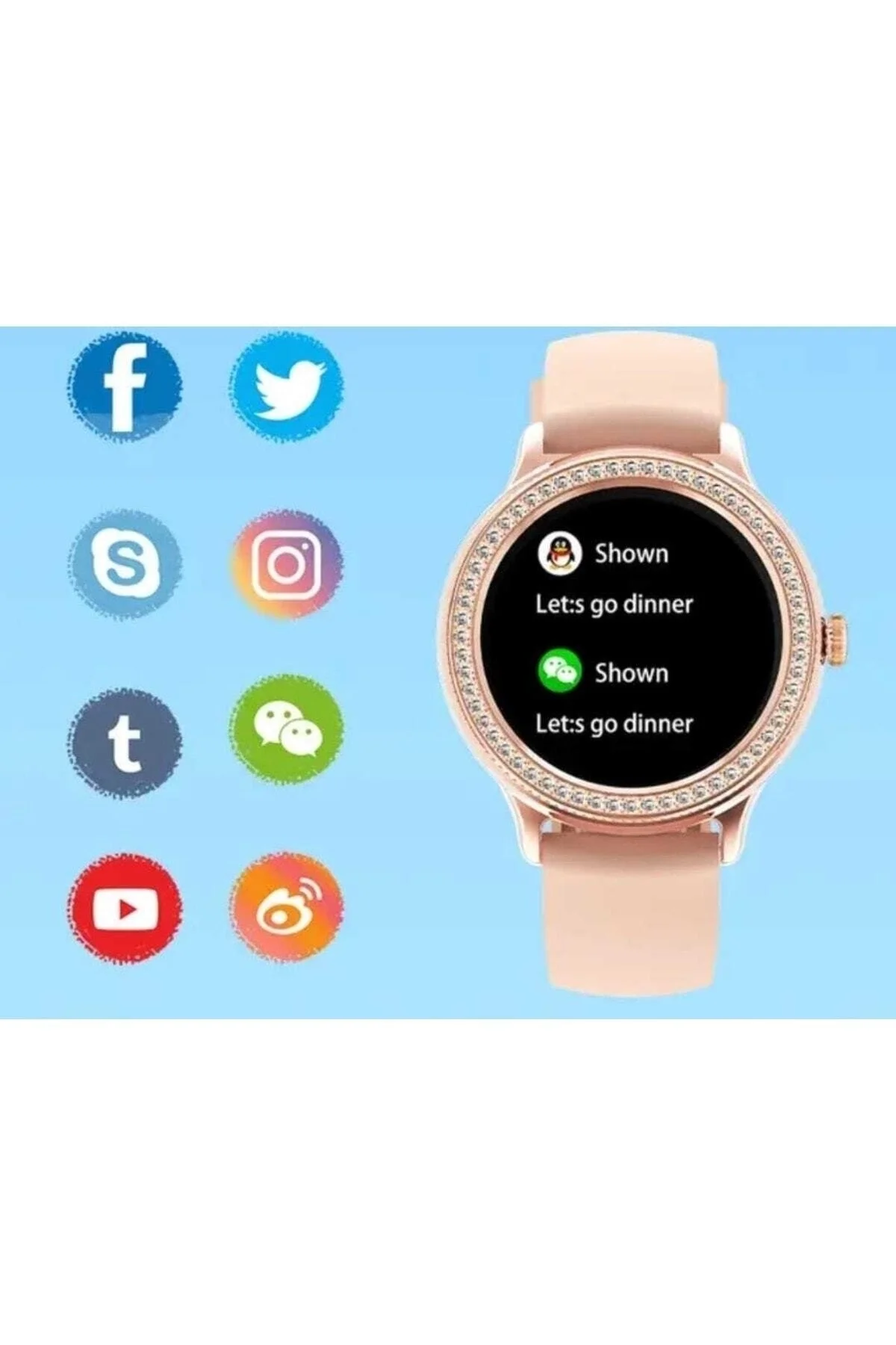 Altın Kasa ve Metal Kordonlu Akıllı Saat, Nabız ve Uyku Takibi ile GPS Özellikli