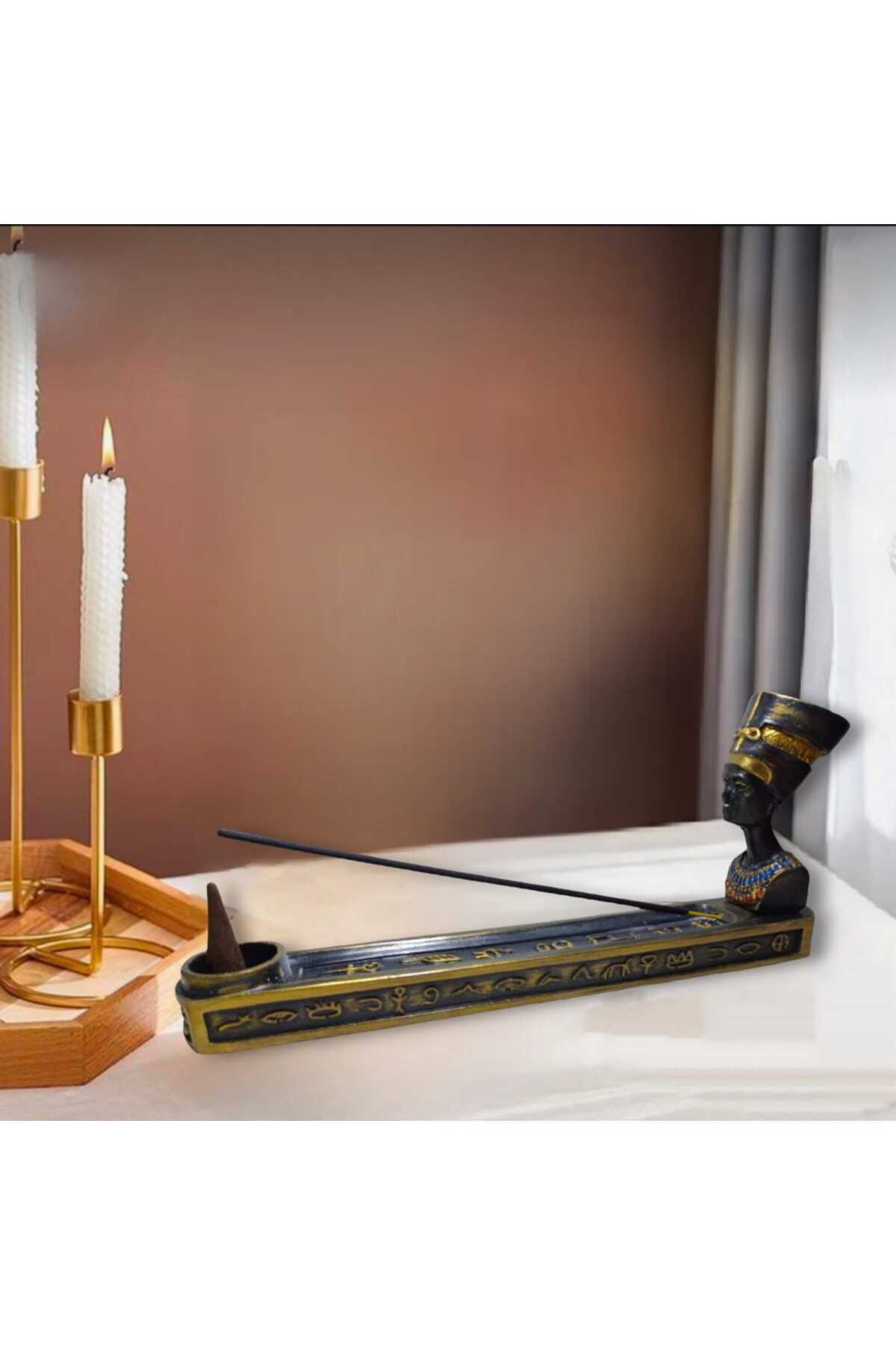 Dodemert Home Altın Mısır Sfenks Dekoratif Beton Biblo & Tütsülük