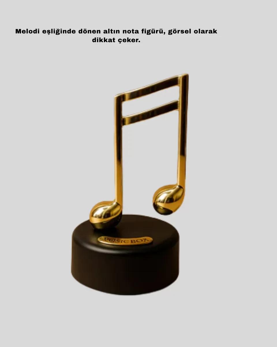 Altın Nota Figürlü Dönen Müzik Kutusu - Yeni Nesil Melodik ve Dekoratif Hediye