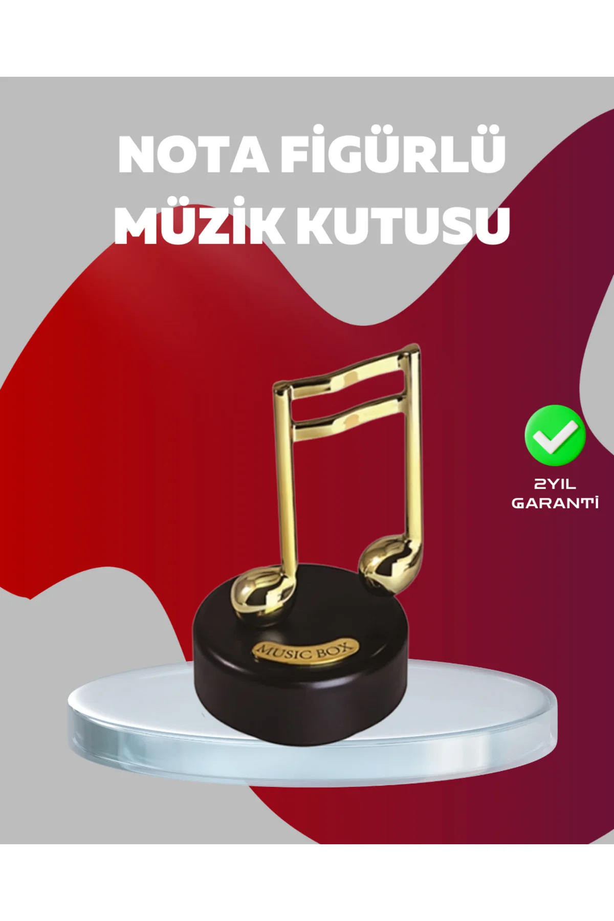 Altın Nota Figürlü Dönen Müzik Kutusu Dekoratif Music Box