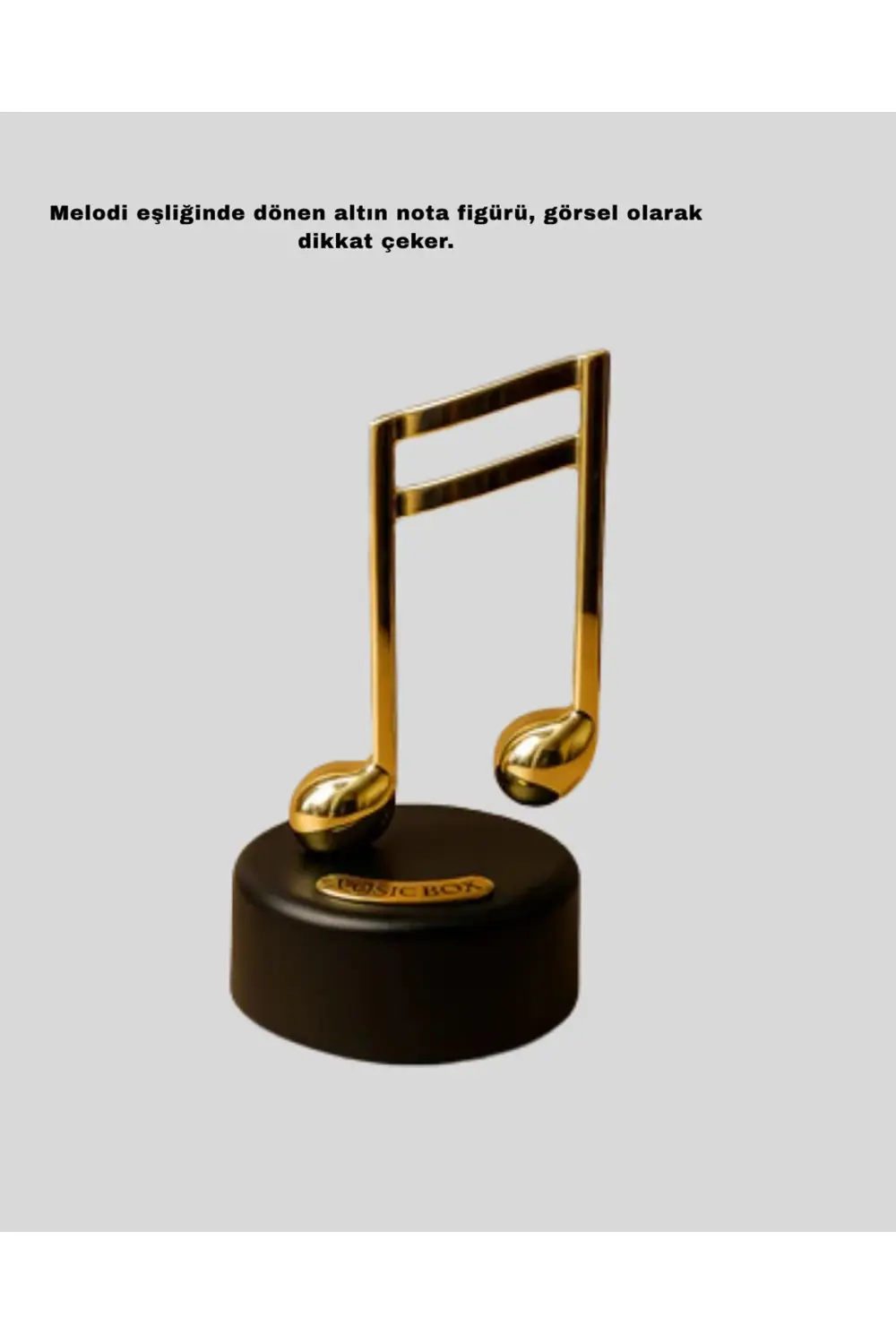 Altın Nota Figürlü Dönen Müzik Kutusu Dekoratif Music Box