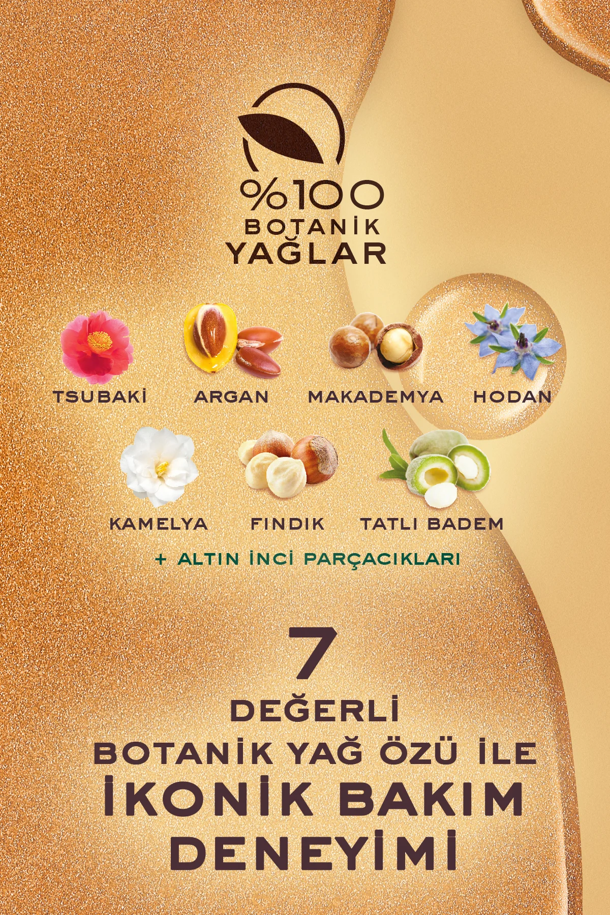 Altın Parıltılı Çok Amaçlı Kuru Yağ (Yüz, Vücut, Saç) 100 ml