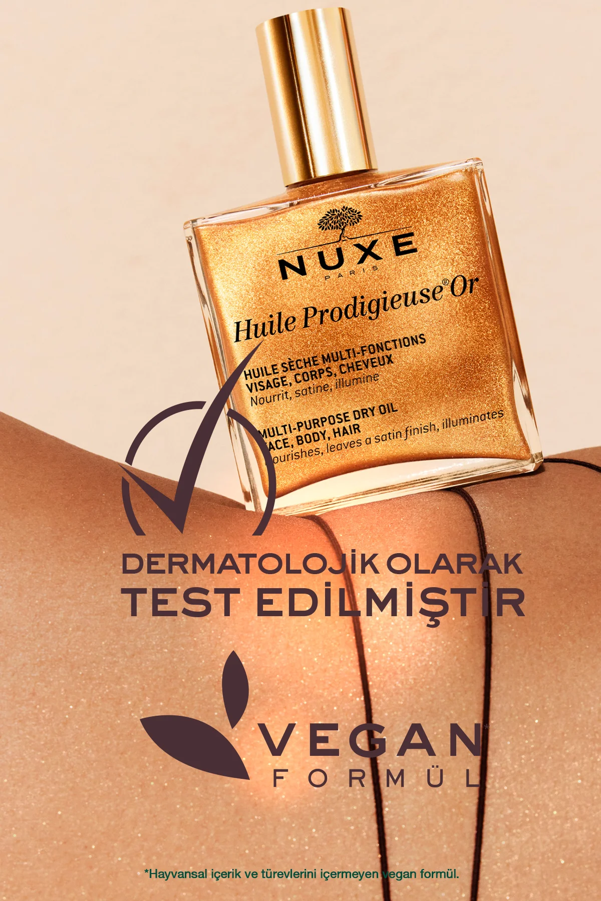Altın Parıltılı Çok Amaçlı Kuru Yağ (Yüz, Vücut, Saç) 100 ml