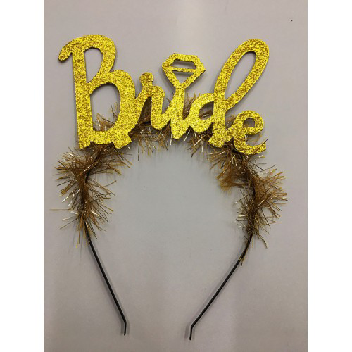 Woody Sofia Altın Renk Bekarlığa Veda İtalik Yazı Alyanslı Bride Taç