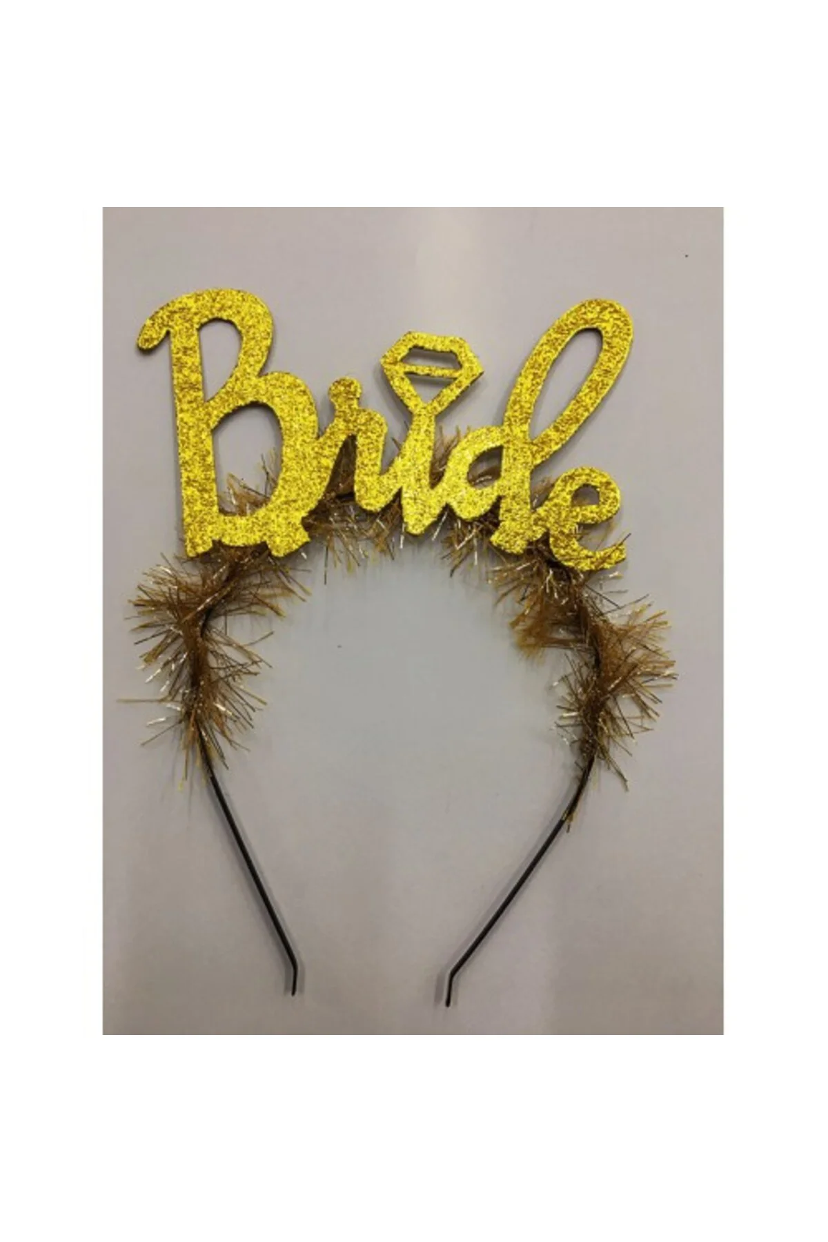 Altın Renk Bekarlığa Veda İtalik Yazı Alyanslı Bride Taç
