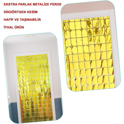 Woody Sofia Altın Renk Disko Dikdörtgen Kesim Kapı Perdesi