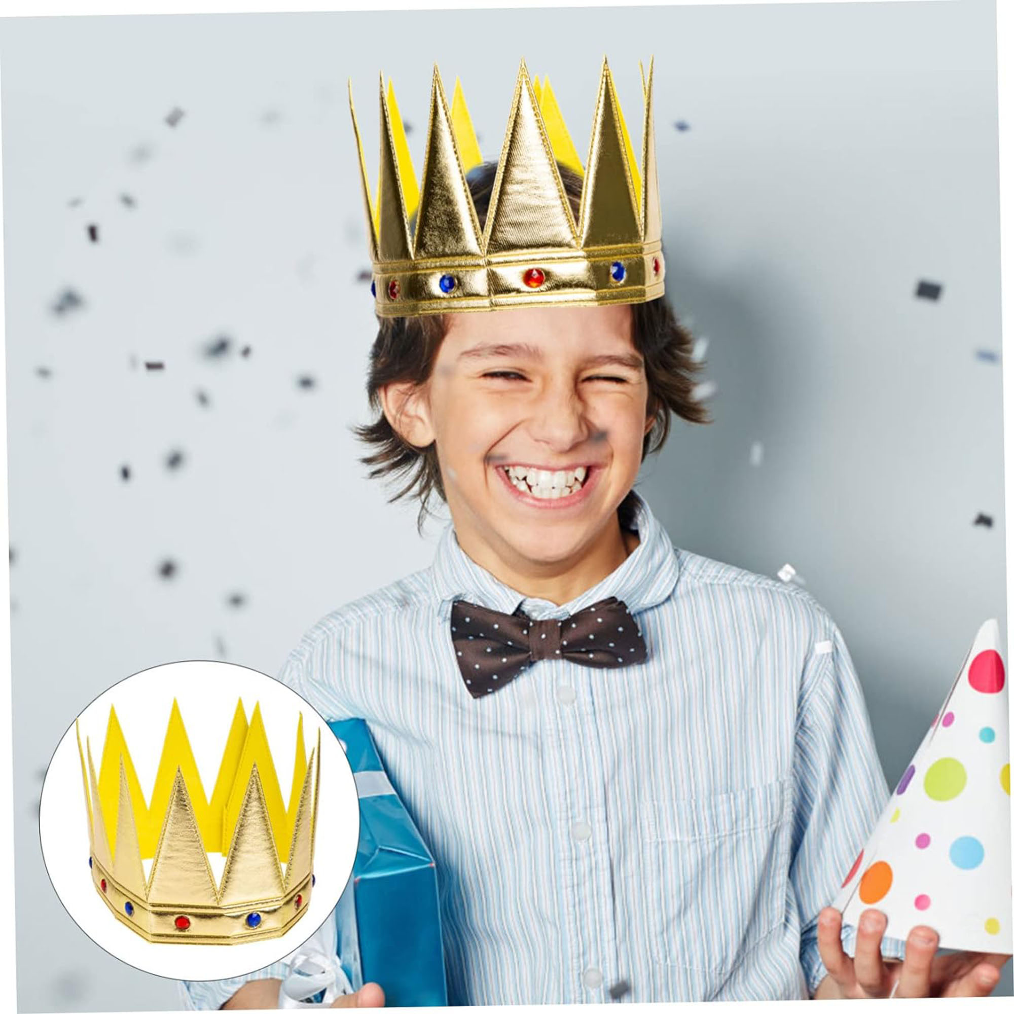 Altın Renk Eva Yumuşak Kral Kraliyet Tacı Yetişkin Çocuk Uyumlu 5