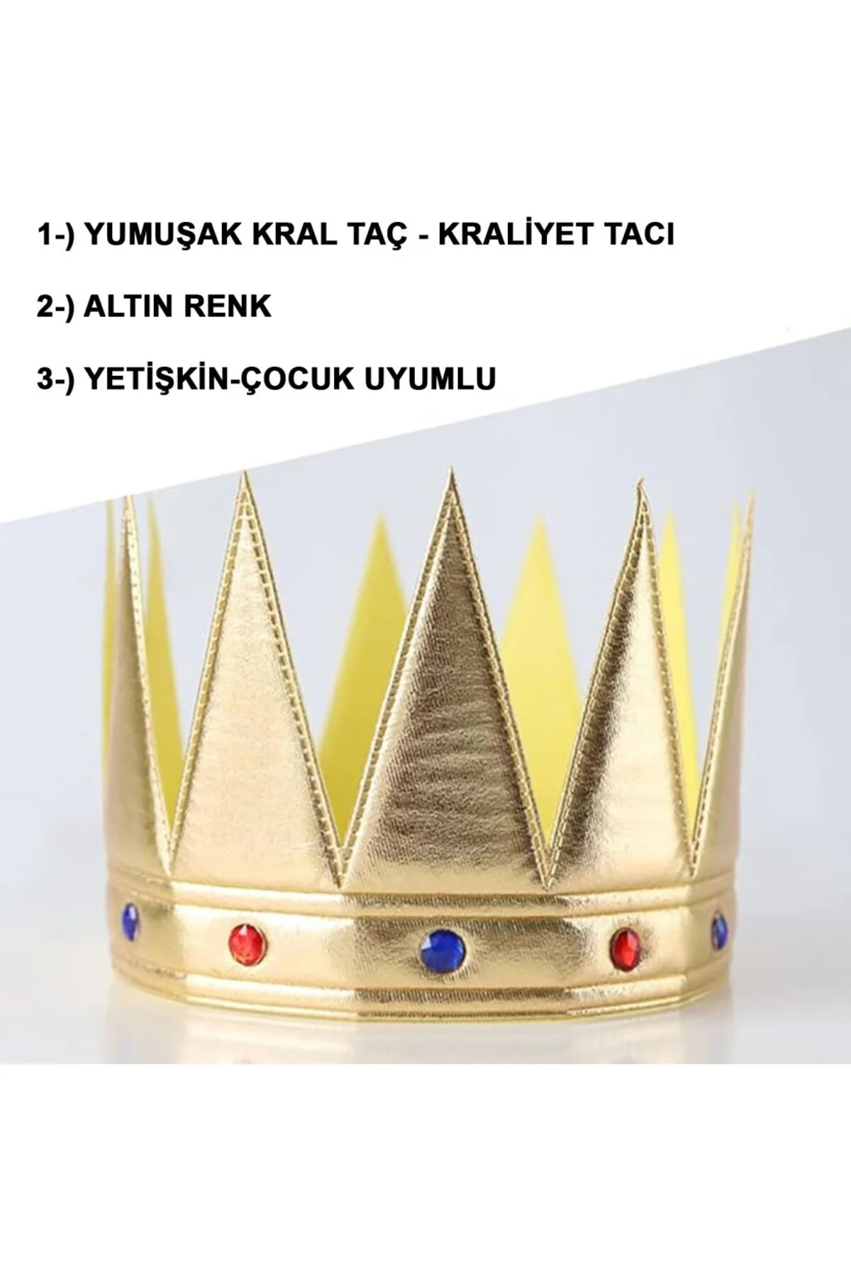 Altın Renk Eva Yumuşak Kral Kraliyet Tacı Yetişkin Çocuk Uyumlu 5