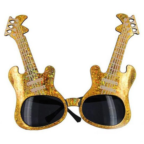 Altın Renk Gitar Şekilli Parti Gözlüğü - Müzik ve Parti Tutkunlar
