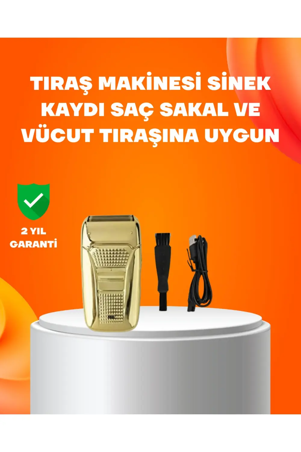 Altın Renk Kablolu Sakal Tıraş Makinesi Çelik Bıçaklı 3W Motor