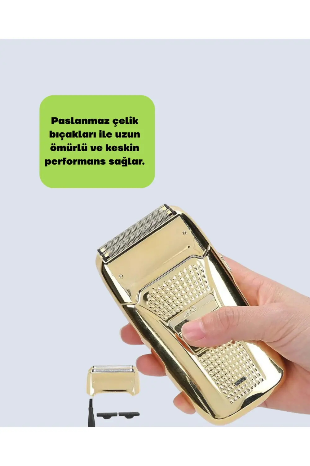 Altın Renk Kablolu Sakal Tıraş Makinesi Çelik Bıçaklı 3W Motor