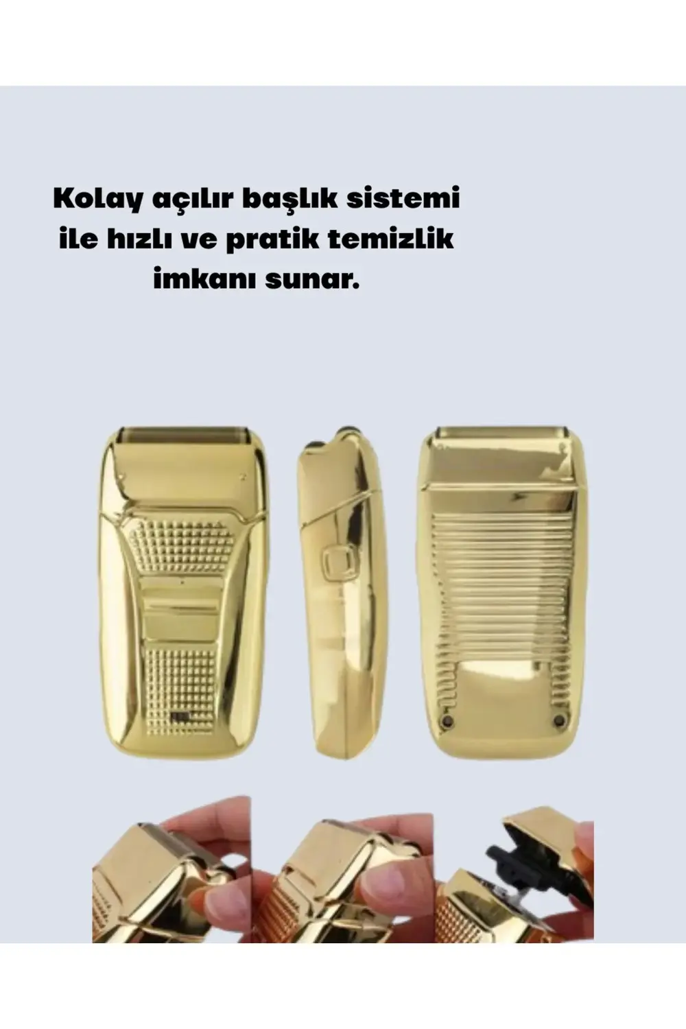 Altın Renk Kablolu Sakal Tıraş Makinesi Çelik Bıçaklı 3W Motor