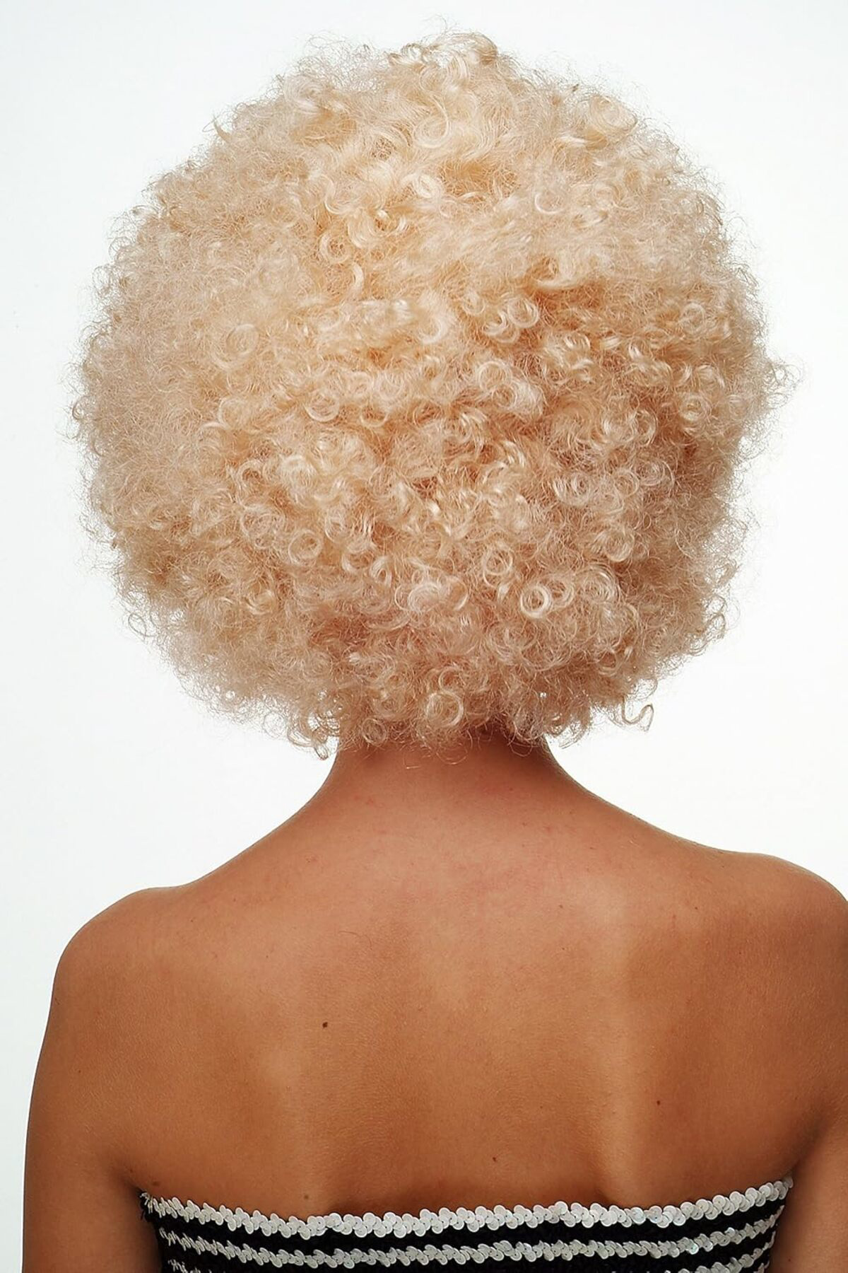 Ok Aksesuar Altın Renk Kıvırcık Afro Bonus Peruk Saç Parti Peruğu Platin Gold