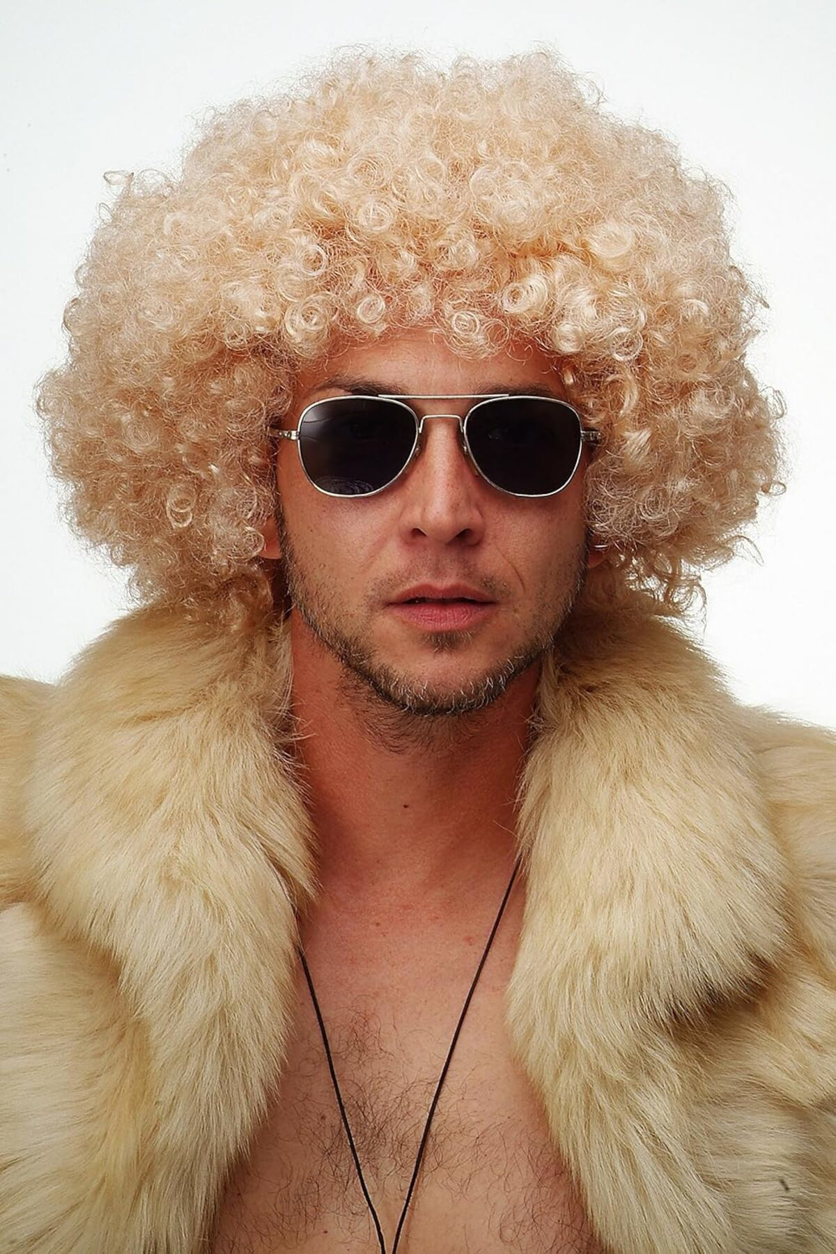 Ok Aksesuar Altın Renk Kıvırcık Afro Bonus Peruk Saç Parti Peruğu Platin Gold