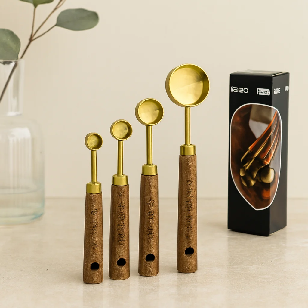 Altın Renk Metal 4'lü Ölçü Kaşık Seti (15ml, 5ml, 2.5ml, 1.25ml) Fiyatı, Yorumları ve Özellikleri