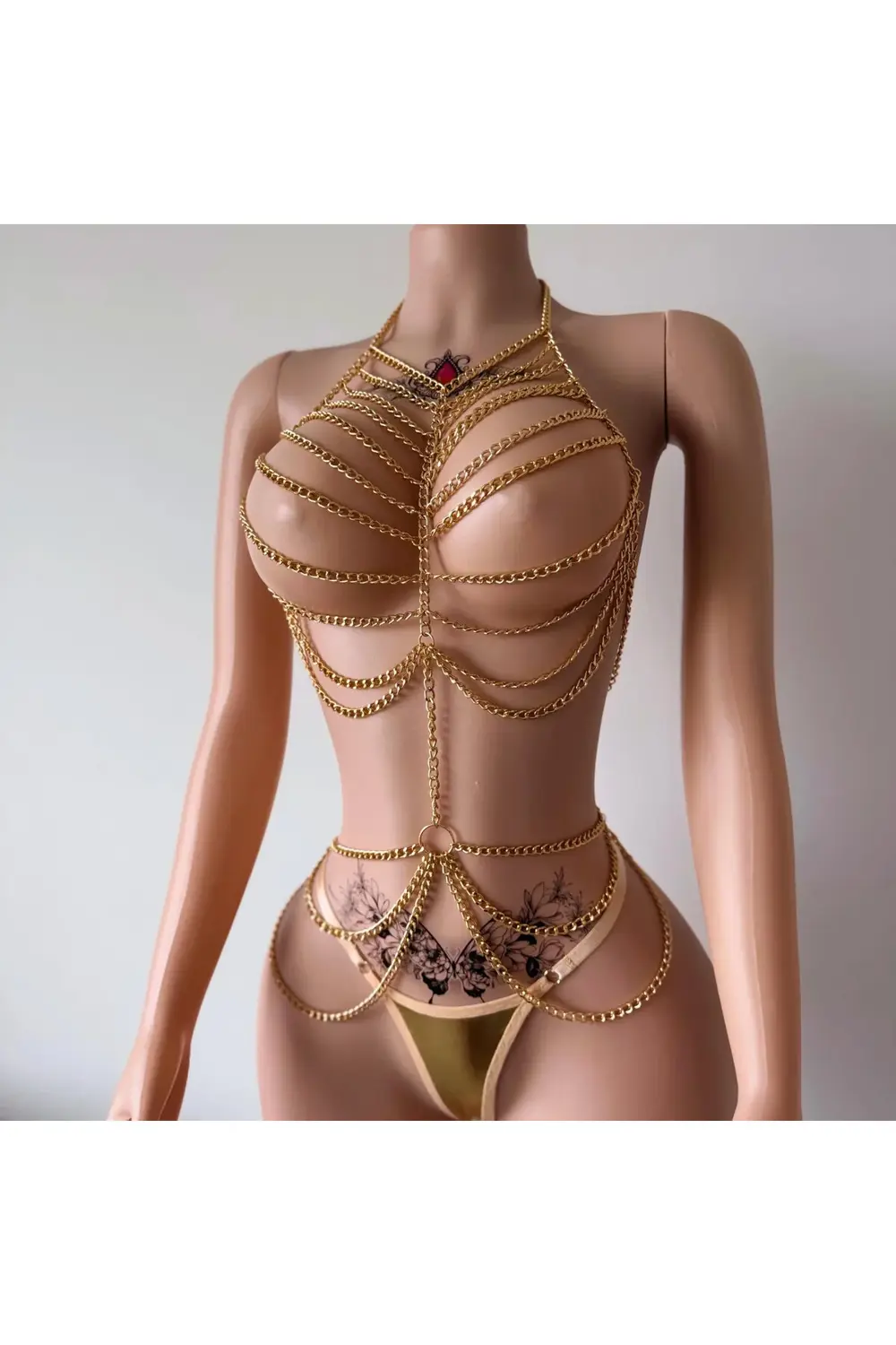 Pilelistore Altın Renk Vücut Zinciri Fantazi Takım