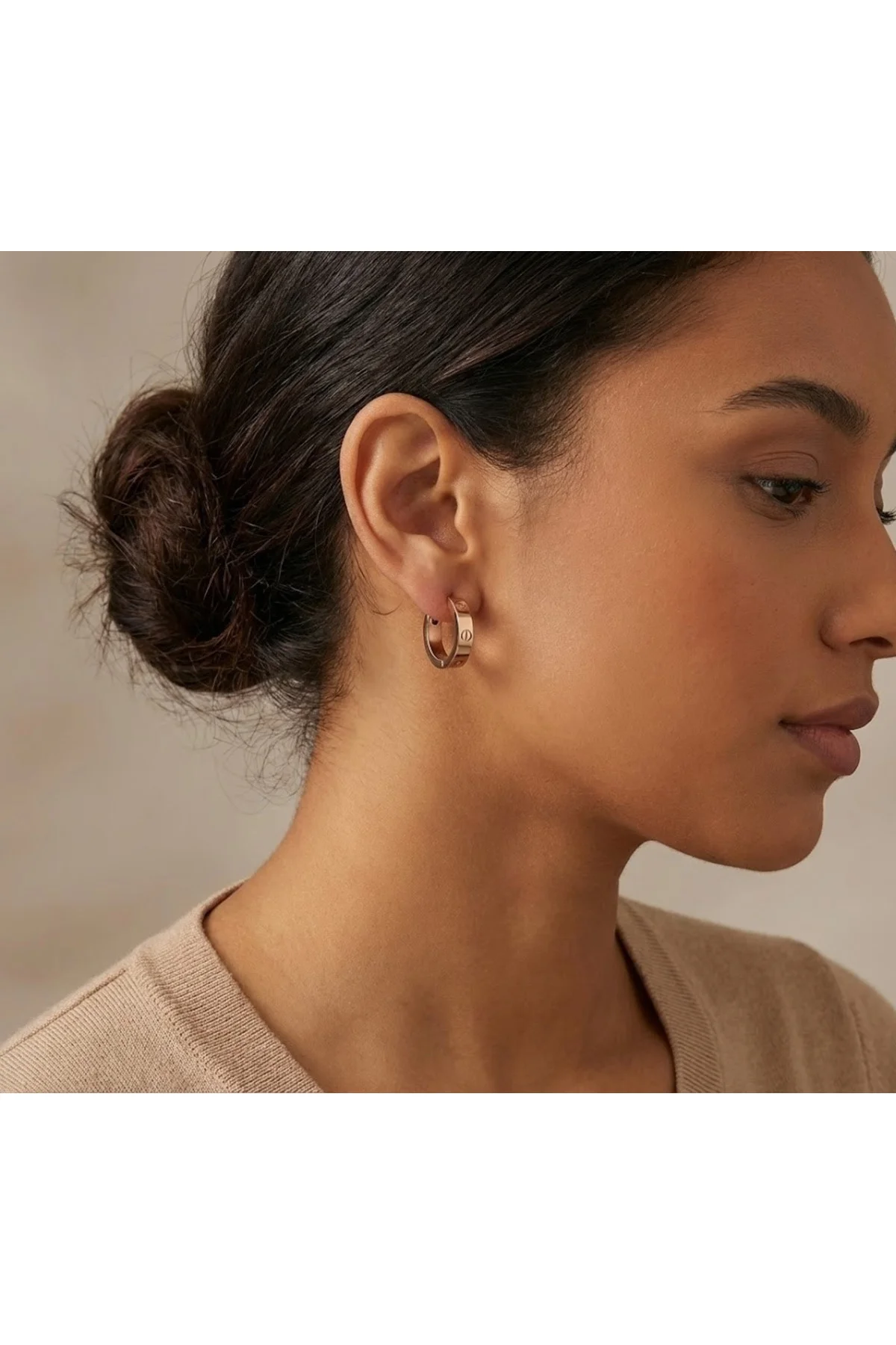 Altın Renkli Kalın Halka Çelik Küpe