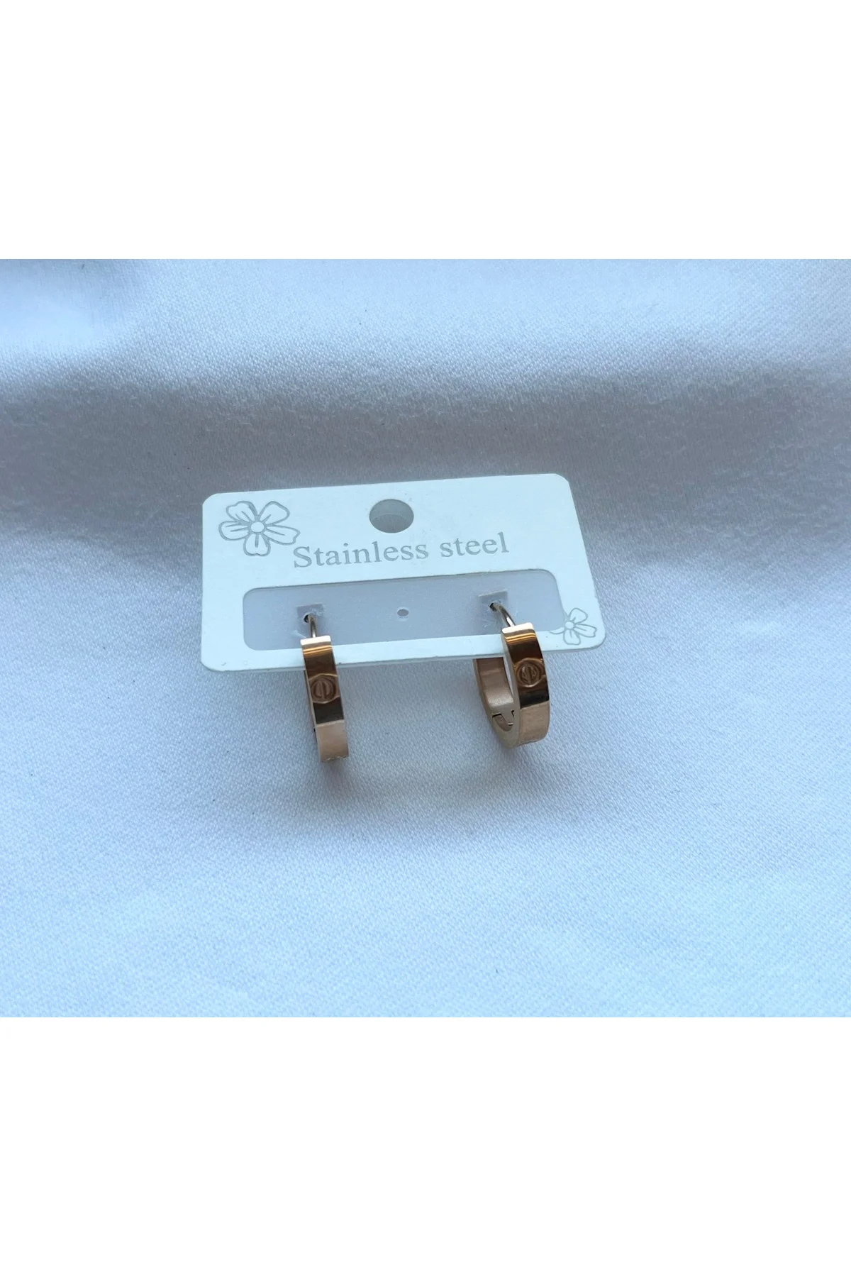 Altın Renkli Kalın Halka Çelik Küpe