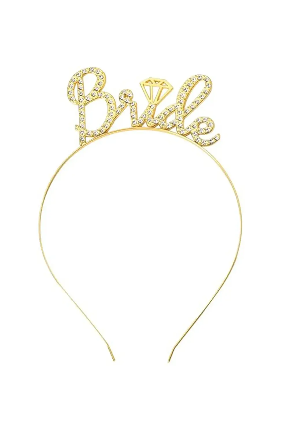 Altın Renkli Taşlı “Bride” Gelin Tacı