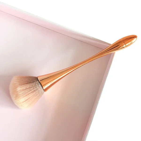 Altın Saplı Profesyonel Pudra & Allık Fırçası 20,5 cm - Kusursuz Kapatıcı Kapatıcı Makyaj Fırçası