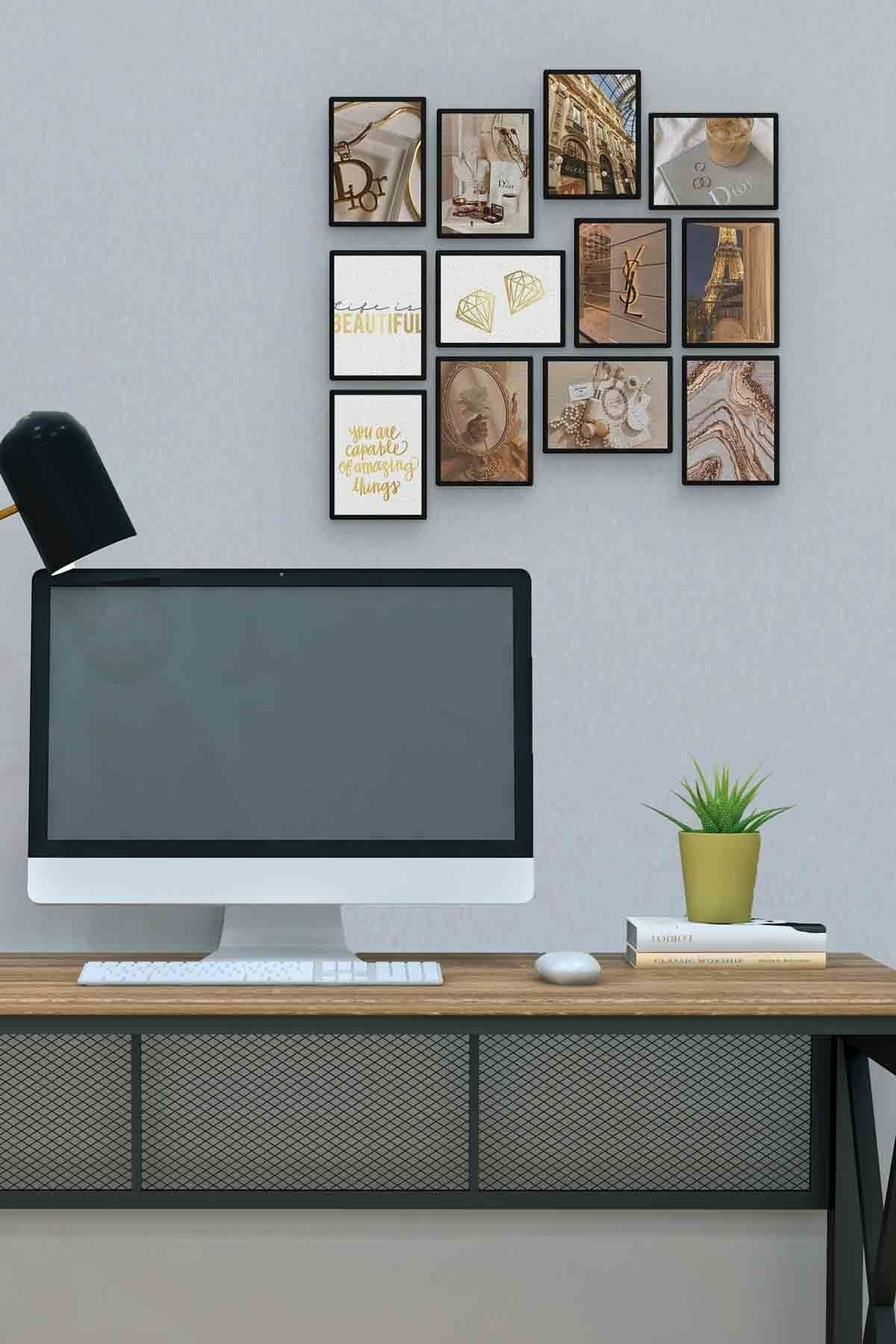 Altın Sarısı 12 Parça Mdf (ahşap) Tablo Ofis Boyu 