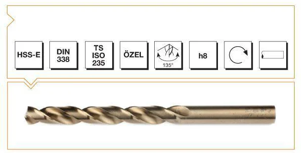 Altın Seri İnox Delme Matkap Ucu 8 mm – Paslanmaz Çelik Matkap Ucu Seti