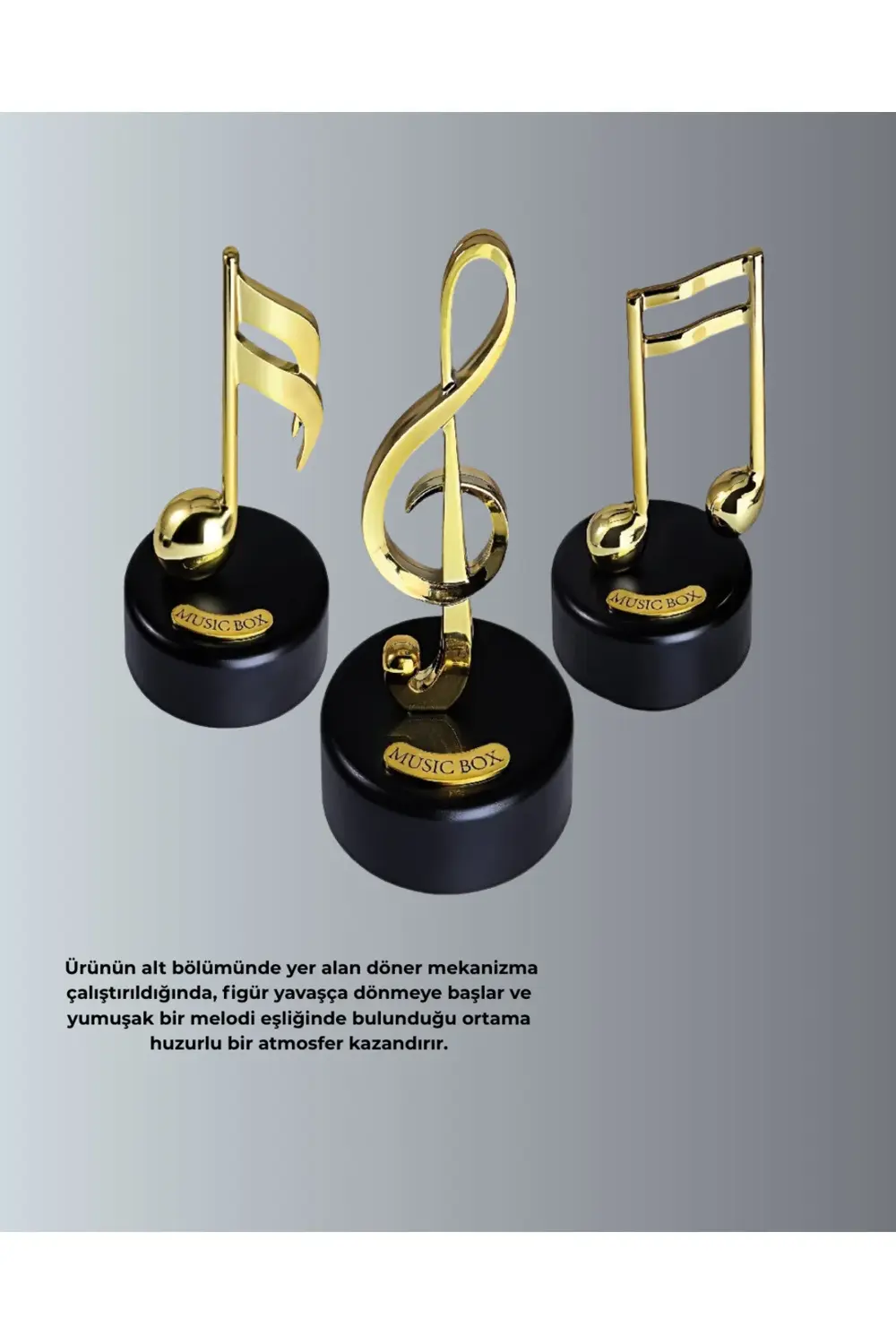 Altın Sol Anahtarı Müzik Kutusu Döner Mekanizmalı