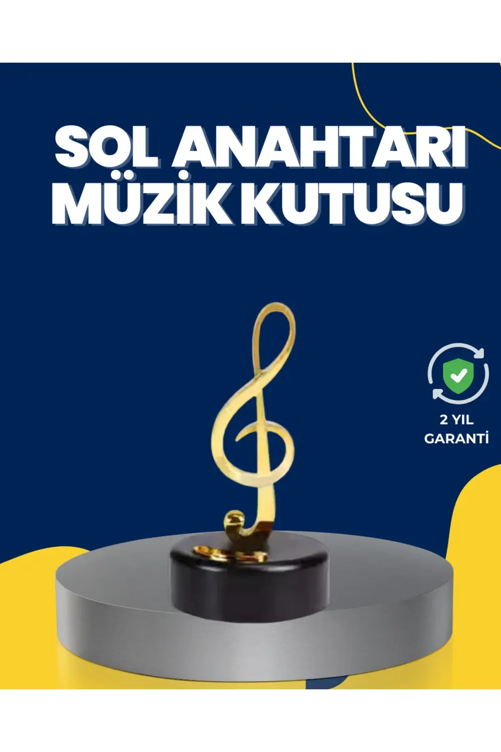 Altın Sol Anahtarı Müzik Kutusu Döner Mekanizmalı