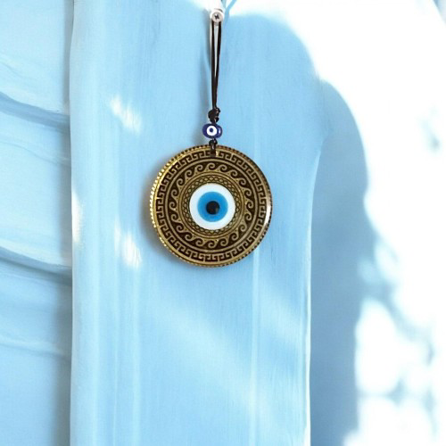 Altın Varaklı Nazar boncuklu Füzyon cam El İşçiliği 12 Cm Duvar S