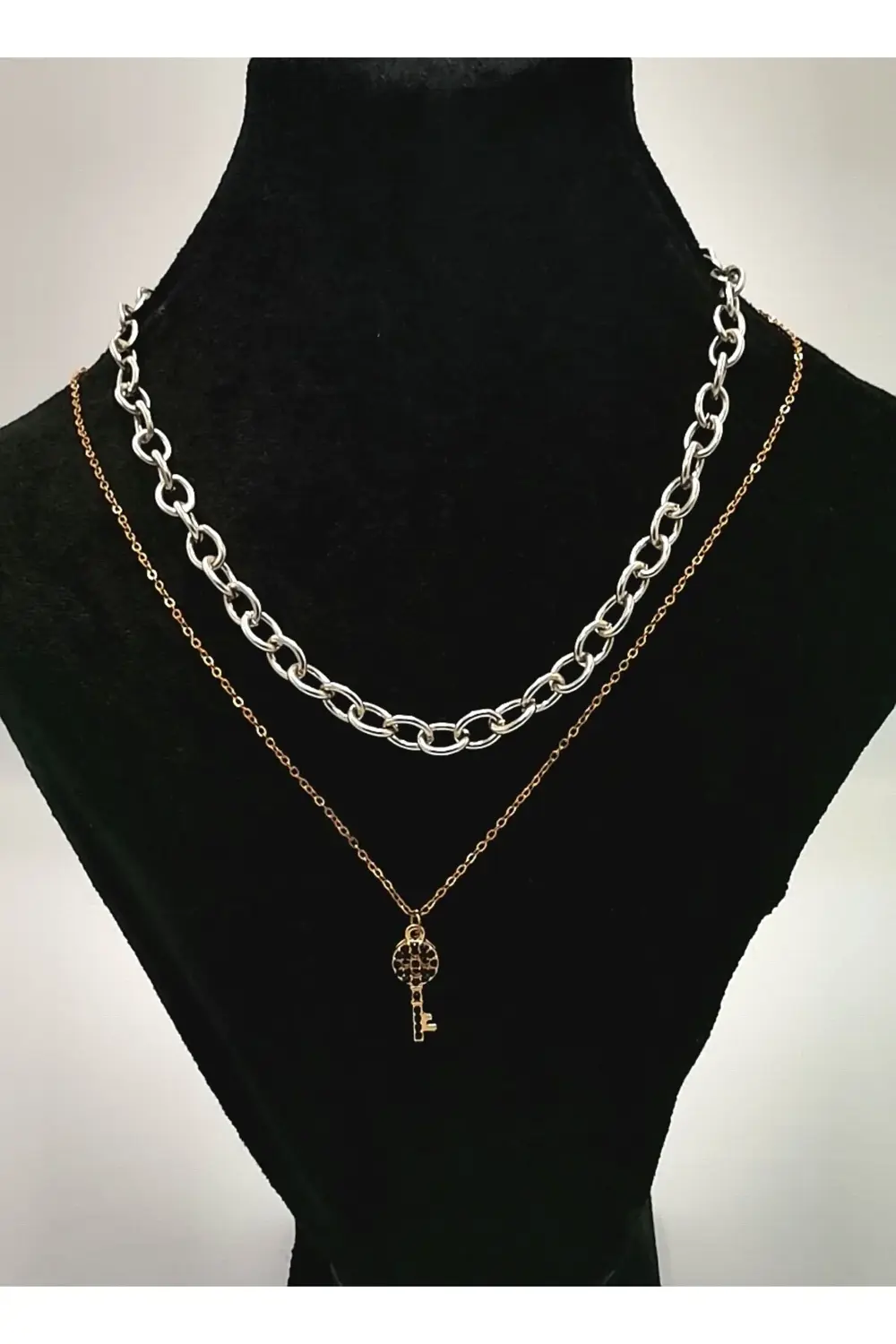 Monalisa Home Altın Ve Gümüş Zincir İkili Anahtar Figürlü Kolye