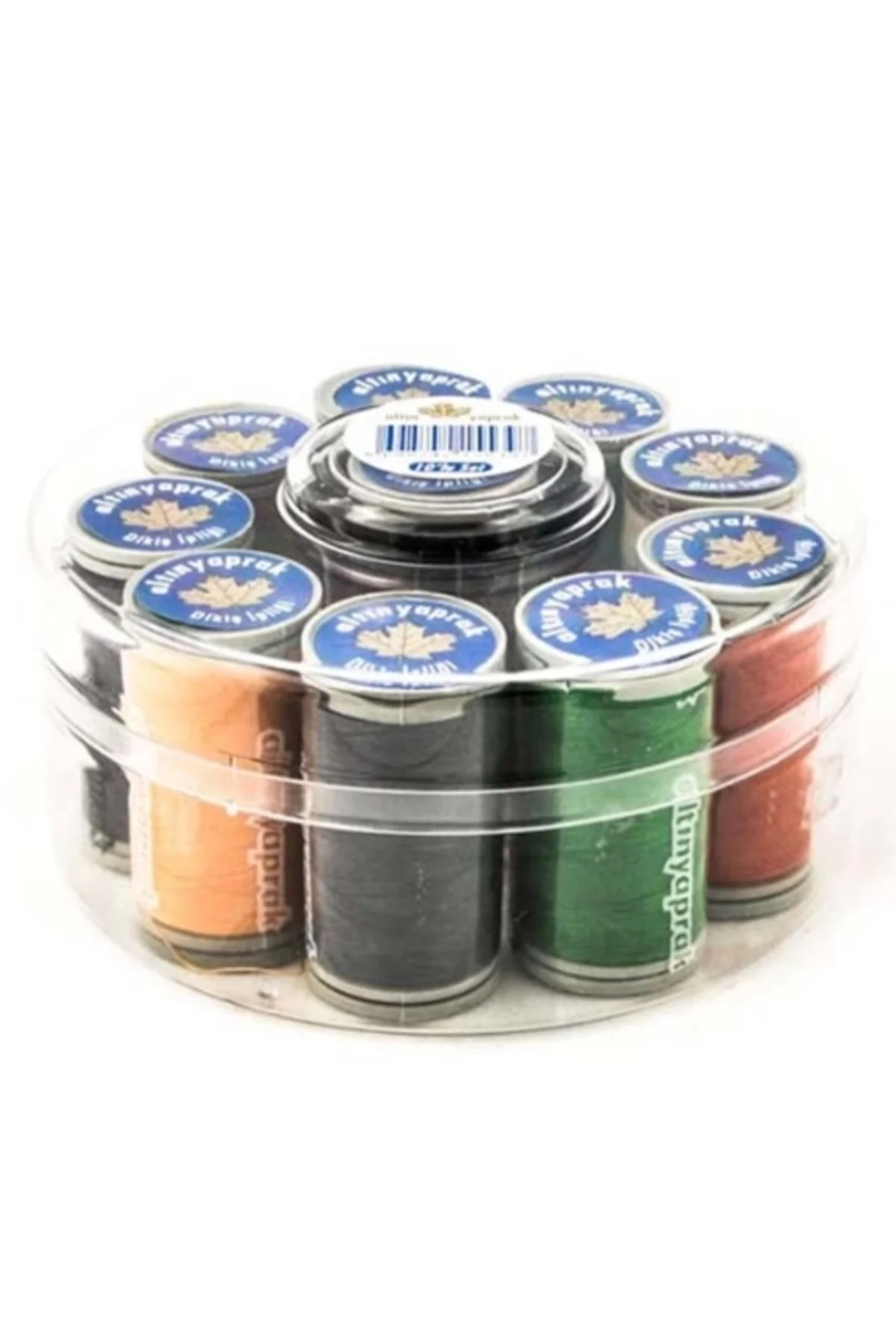 Altın Yaprak Dikiş İpliği Seti 10'lu Yuvarlak Kutulu ( Lisinya )