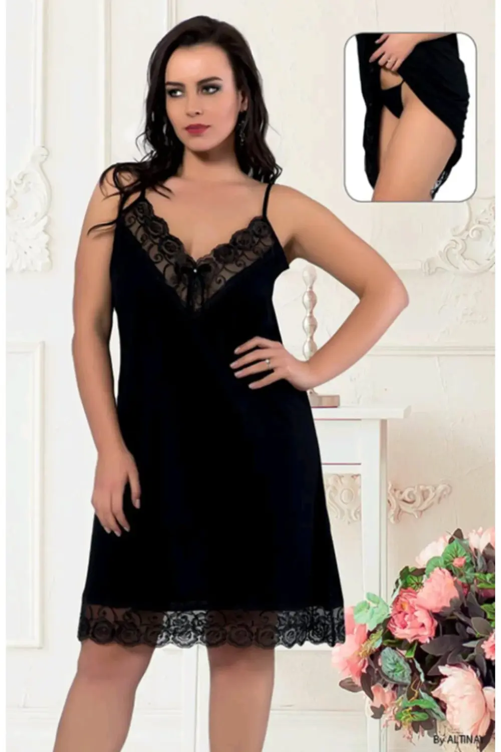 ALTINAY DANTELLİ KISA GECELİK