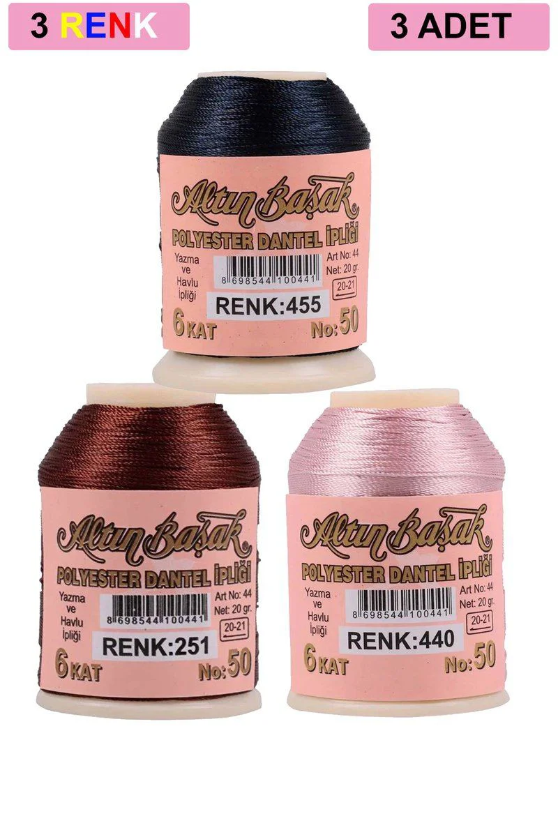 Altınbaşak Oya ve Dantel İpi 20 Gr - 3 Adet Set (No: 251, 440, 455) - Royaleks Kalitesinde El İşi İplik Fiyatı, Yorumları ve Özellikleri