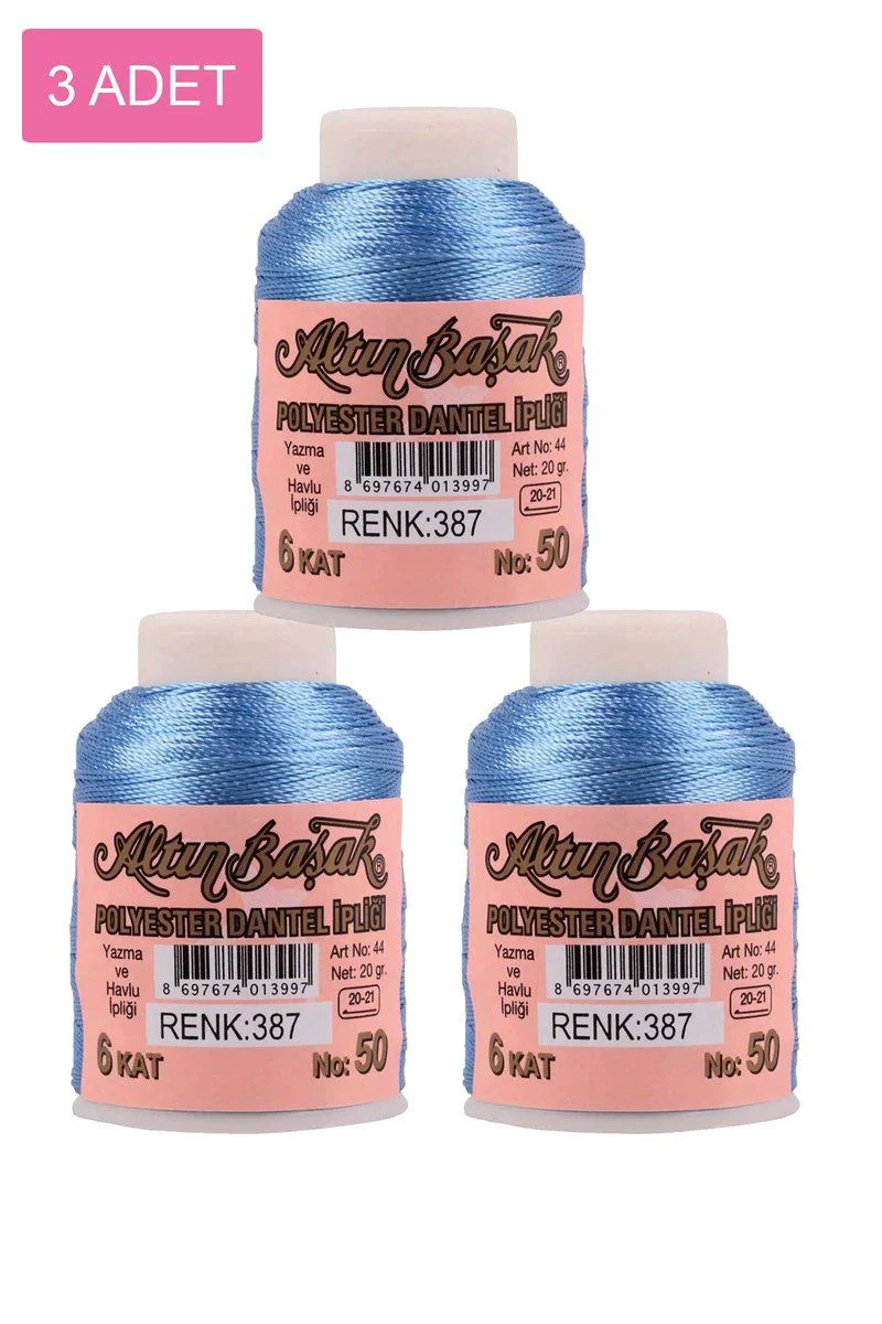 Altınbaşak Oya ve Dantel İpi 3'lü Set – 20 Gr, No: 387, Royaleks ile Uyumlu