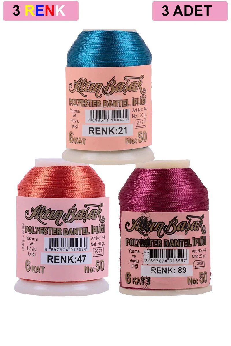 Altınbaşak Oya ve Dantel İpi 3'lü Set - 20 Gr, No: 047, 089, 021 Fiyatı, Yorumları ve Özellikleri