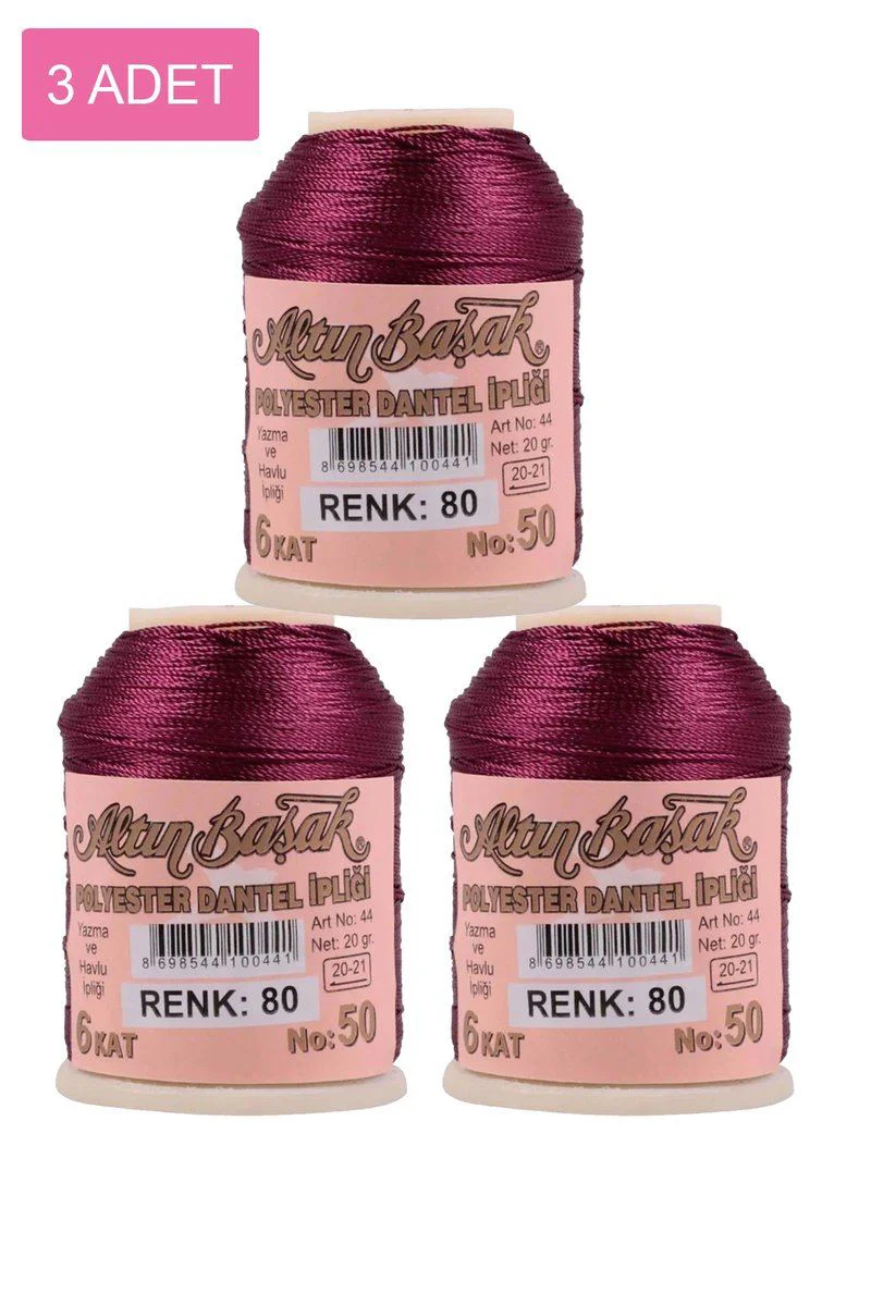 Altınbaşak Oya ve Dantel İpi 3'lü Set – 20 gr Royaleks No: 080 Fiyatı, Yorumları ve Özellikleri
