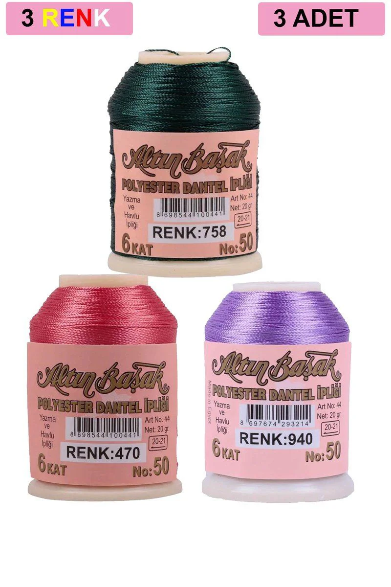 Altınbaşak Oya ve Dantel İpi 3'lü Set - Royaleks ile Uyumlu 20 gr No: 470 940 758 Fiyatı, Yorumları ve Özellikleri